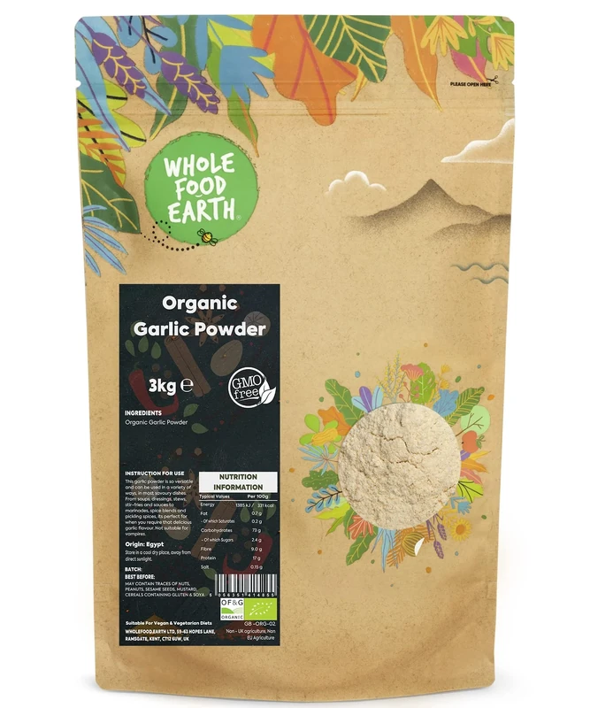 Whole Food Earth® - Organic Garlic Powder 3 kg | GMO Free | Certified Organic
