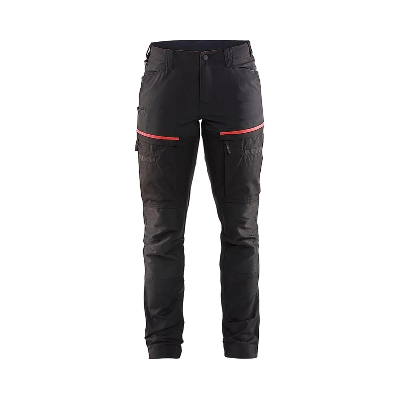 BLAKLADER Women's Service Elasticated Trousers, Black/red, XXL