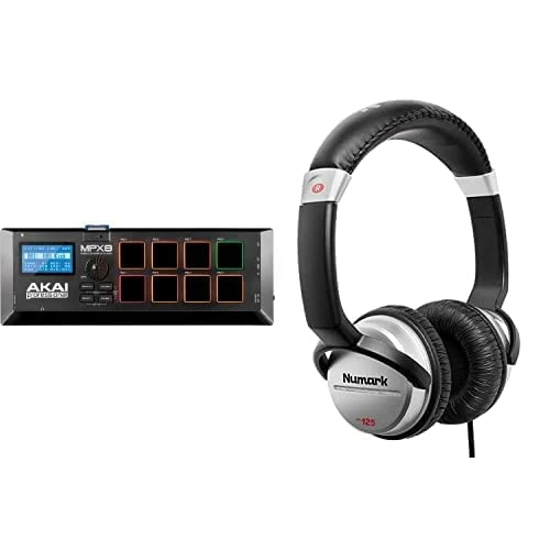 AKAI Professional MPX8 + Numark HF125 Bundle - USB MIDI DJ Controller with 8 Responsive Drum Pads for Mac and PC, SD Card Slot and DJ Headphones
