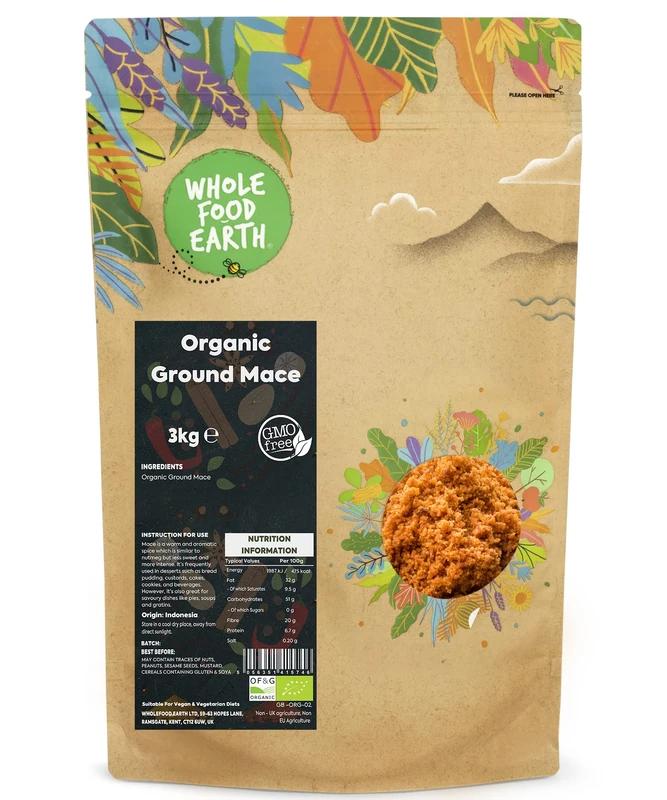 Wholefood Earth Organic Ground Mace 3 kg | GMO Free | Certified Organic