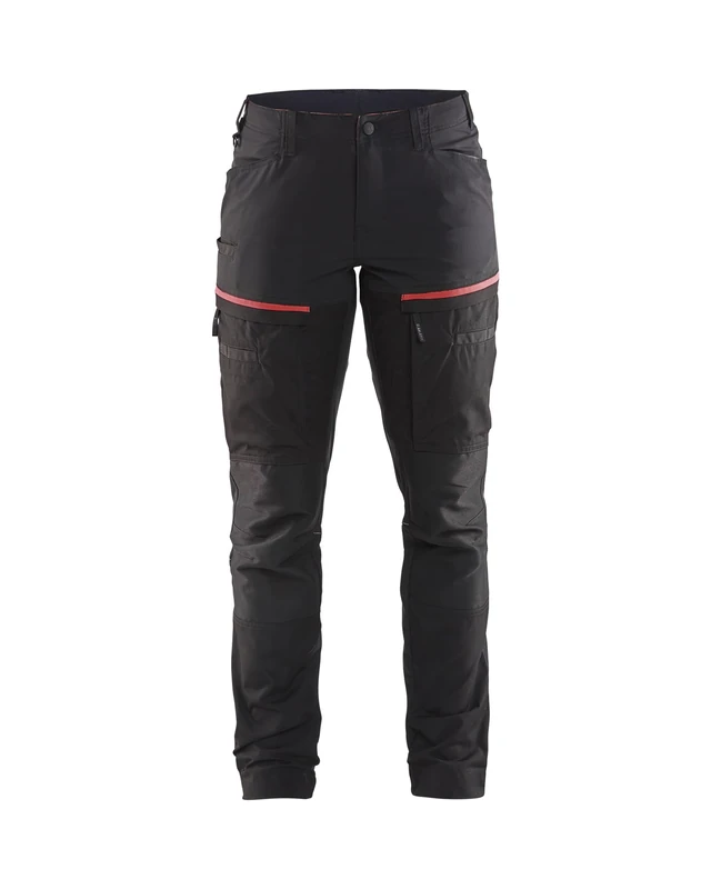 Blaklader Women's Service Elasticated Trousers, Black/Red, XL