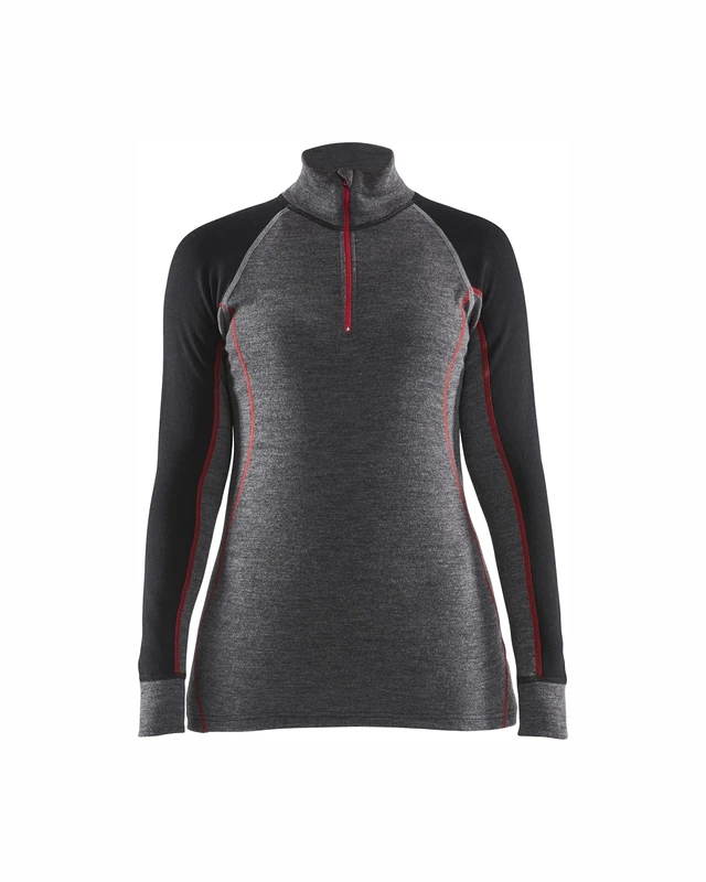 Blaklader T-Shirt Brand Model Thermal T-Shirt with Zip XWarm Gray/Black - Image 1
