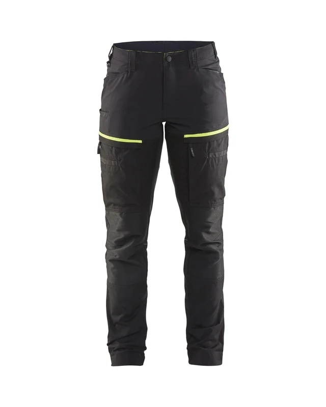 BLAKLADER Women's Service Elasticated Trousers, Black/Yellow, XS