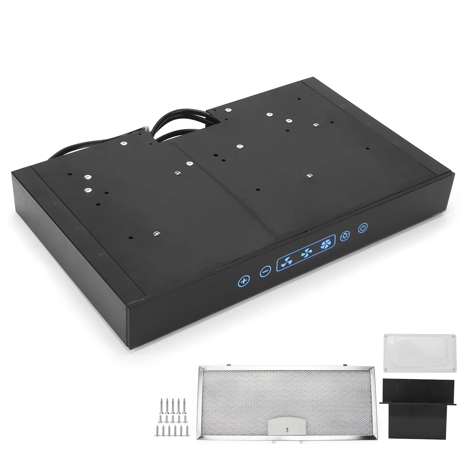 Range Hood, Cabinet Range Hood 12V 3 Speed Adjustable with Touchable Screen LED Light Range Vent Top Vented Range Hood for RV Kitchen cooker hood Vent Stove Hood