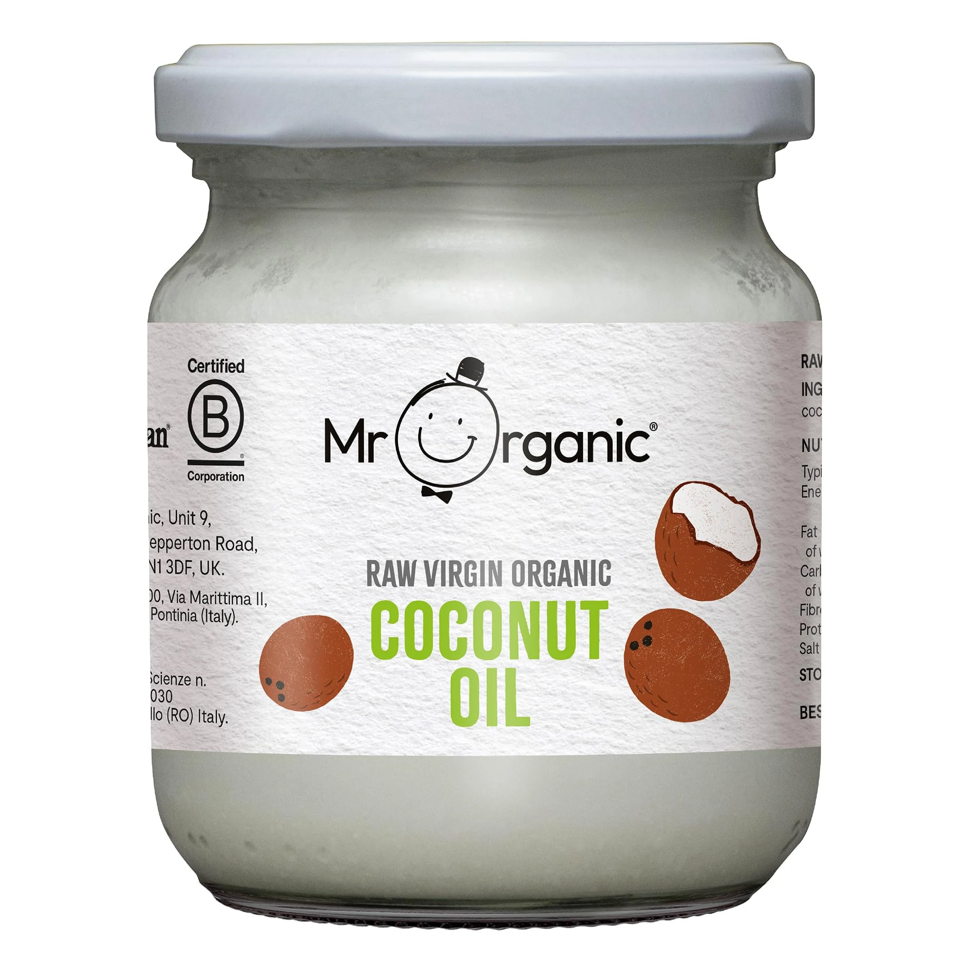 Mr Organic - Raw Virgin Coconut Oil 200ml - Vegan, Gluten-Free, Non-GMO, and Organic Coconut Oil for Cooking