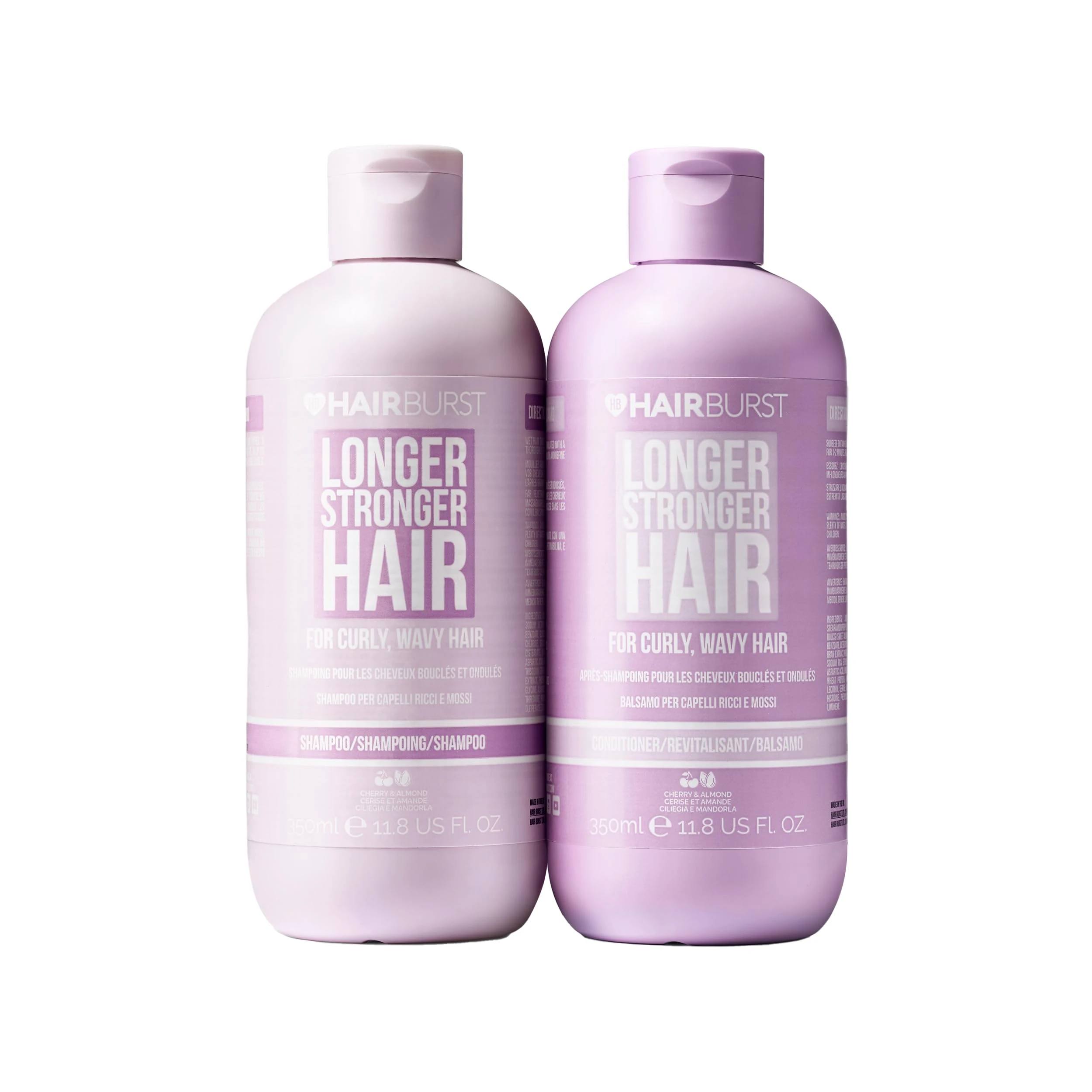 HAIR BURST Wavy & Curly Hair Shampoo and Conditioner Set — Sulfate, SLS, Paraben Free, CGM Approved - Nourishing Amino Acids, Almond Extract & Cherry Oil - Curl Enhancing, Frizz Control & Moisturising