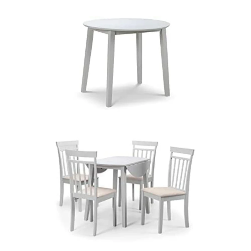 Julian Bowen Set Of Coast Grey Dropleaf Table & 2 Coast Grey Chairs