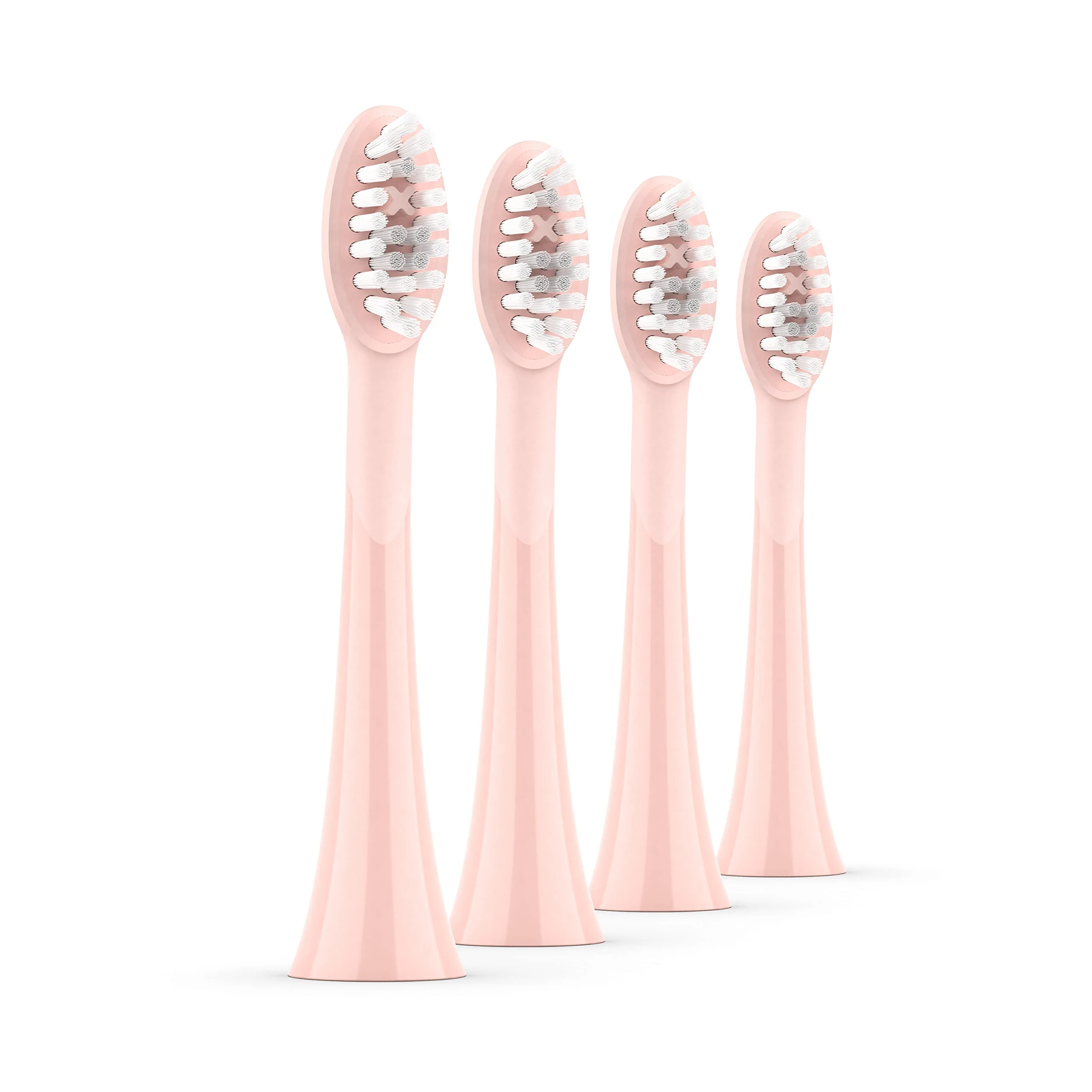 Ordo Replacement Sonic Toothbrush Heads with Pulse Technology for Teeth Cleaning, Plaque Removal, Silicone Polishing, Deep Clean Bristles, Adults, Pack of 4, Rose Gold