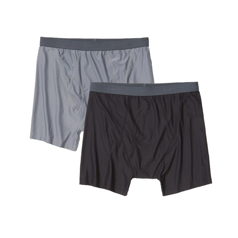 ExOfficio Men's Give-N-Go 2.0 Boxer Brief 2 Pack - Breathable Durable Easy Care Travel Underwear, Steel Onyx/Black, L
