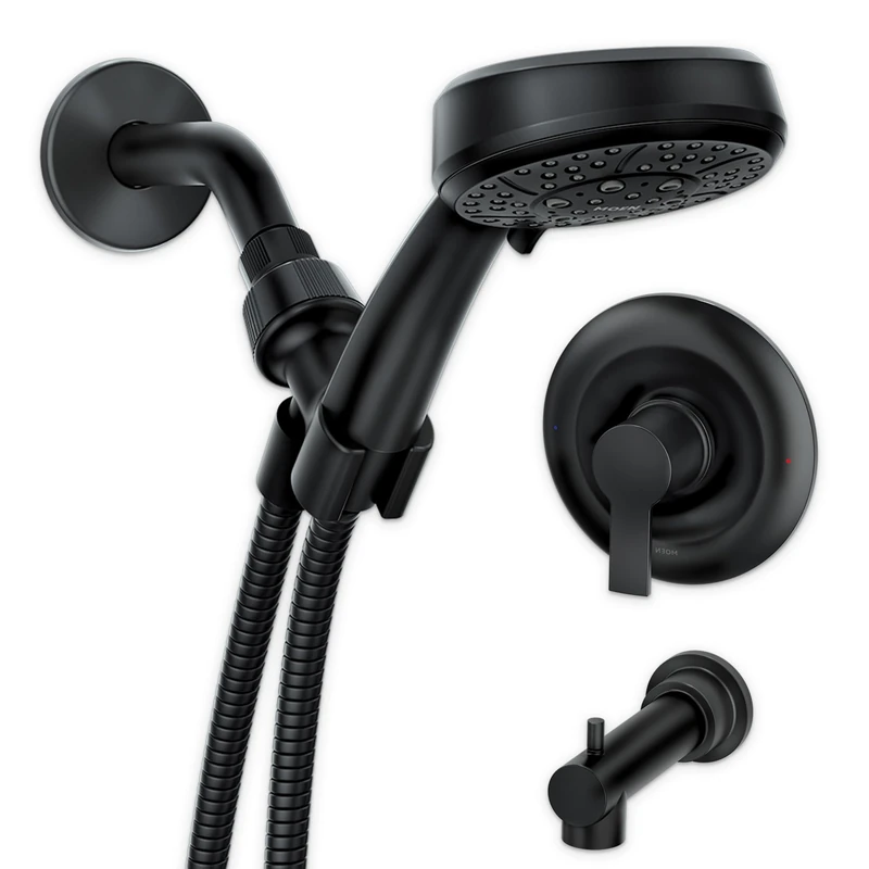 Moen 82618BL Meena Single Handle Tub/Shower Valve with Handshower, Matte Black
