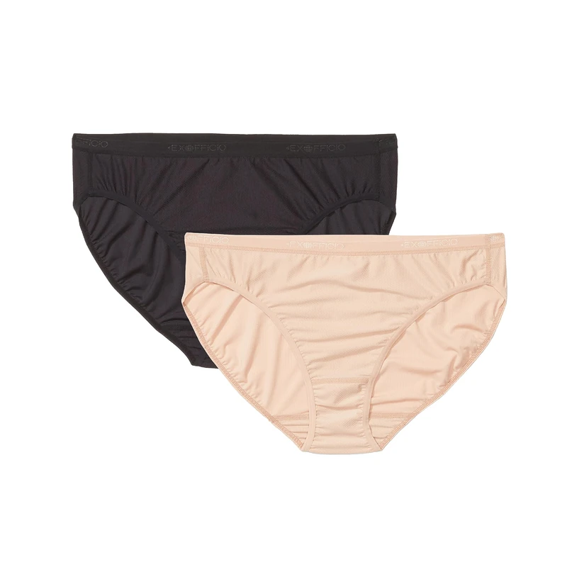 ExOfficio Women's Give-N-Go 2.0 Bikini Brief (2 Pack), Black/Buff, L - Image 1