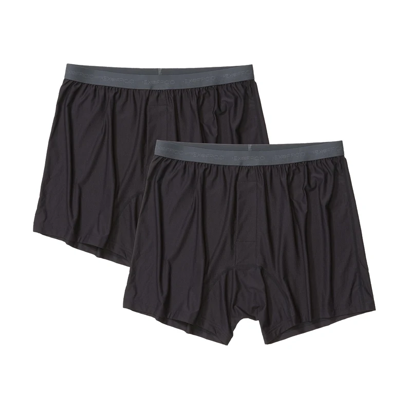 ExOfficio Men's Standard Give-n-go 2.0 Boxer 2 Pack, Black, M