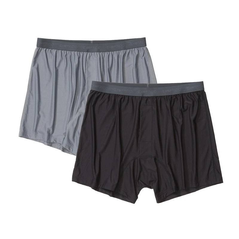 ExOfficio Men's Give-n-go 2.0 Boxer 2 Pack Shorts, Steel Onyx/Black, XXL