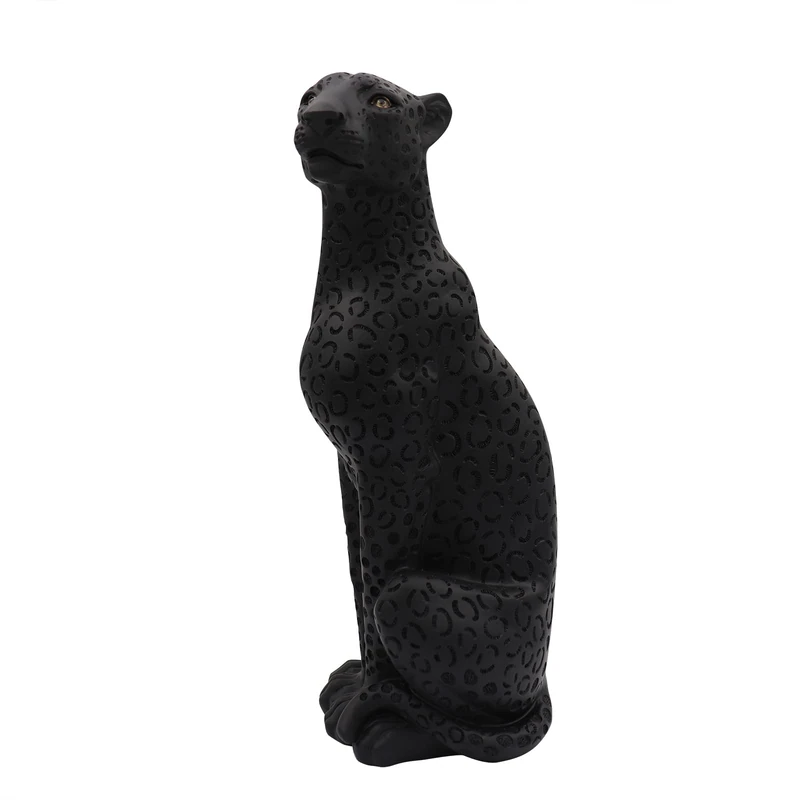 Polyroyal Cheetah Statue - Black Panther Leopard 11”H Resin Modern Animal Sculpture Figurine for Desktop Table Top Decor