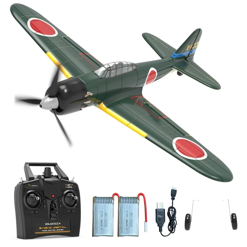 VOLANTEXRC A6M Zero 4CH RC Plane - 2.4GHz, Stabilizing, 2 Batteries