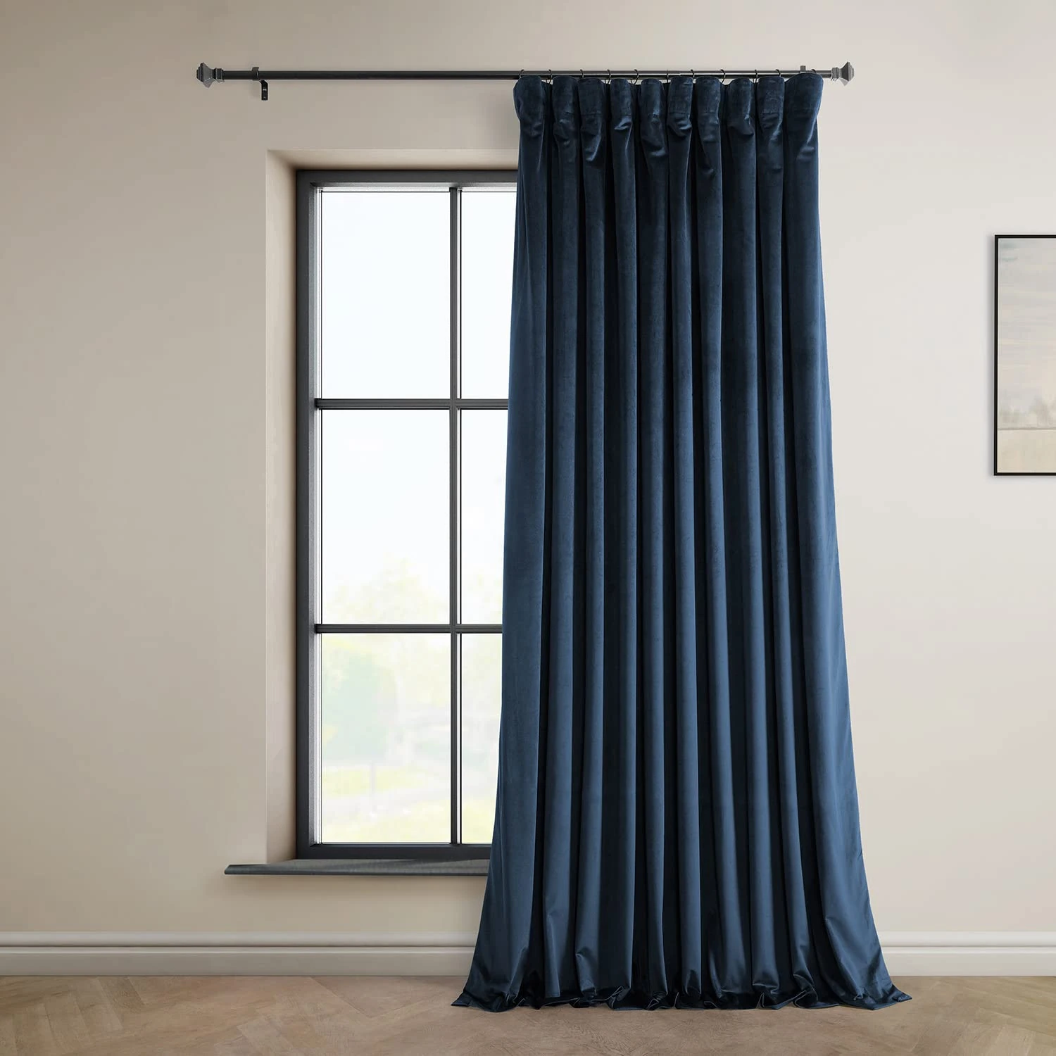 HPD Half Price Drapes Heritage Plush Velvet Curtains 84 Inches Long Room Darkening Curtains for Bedroom & Living Room 100W x 84L, (1 Panel), Eternal Blue