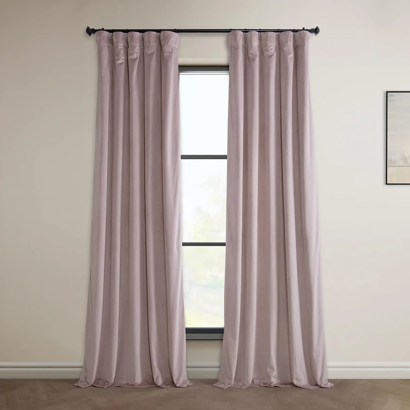 HPD Half Price Drapes Heritage Plush Velvet Curtains 84 Inches Long Room Darkening Curtains for Bedroom & Living Room 50W x 84L, (1 Panel), Mauve