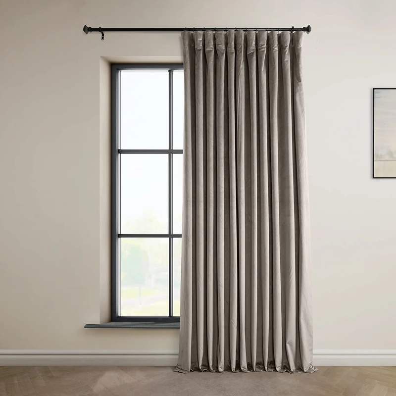 HPD Half Price Drapes Extra Wide Blackout Solid Thermal Insulated Window Curtain 100 X 84 Signature Plush Velvet Curtains for Bedroom & Living Room (1 Panel), VPYC-SBO161209-84-DW, Library Taupe