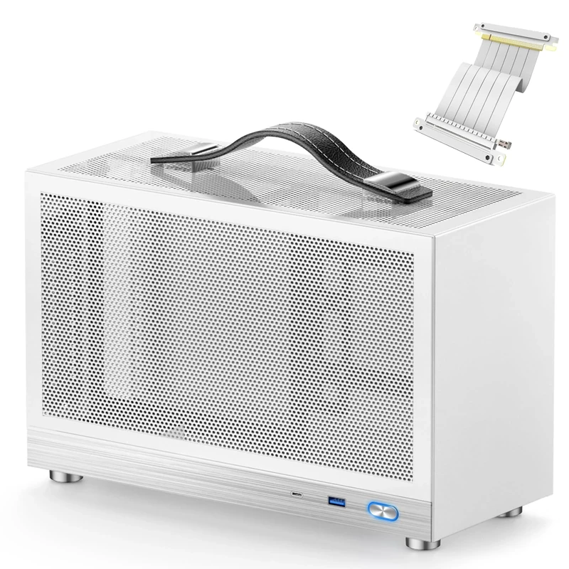 S300 - Mini-ITX PC Gaming Case - Front I/O USB 3.0 Type - C Port - SFX Power Supply 100-130mm -Cable Management System - luminum Mini-ITX Motherboard Small Portable PC Case (PCIe 3.0 16X Riser Cable)