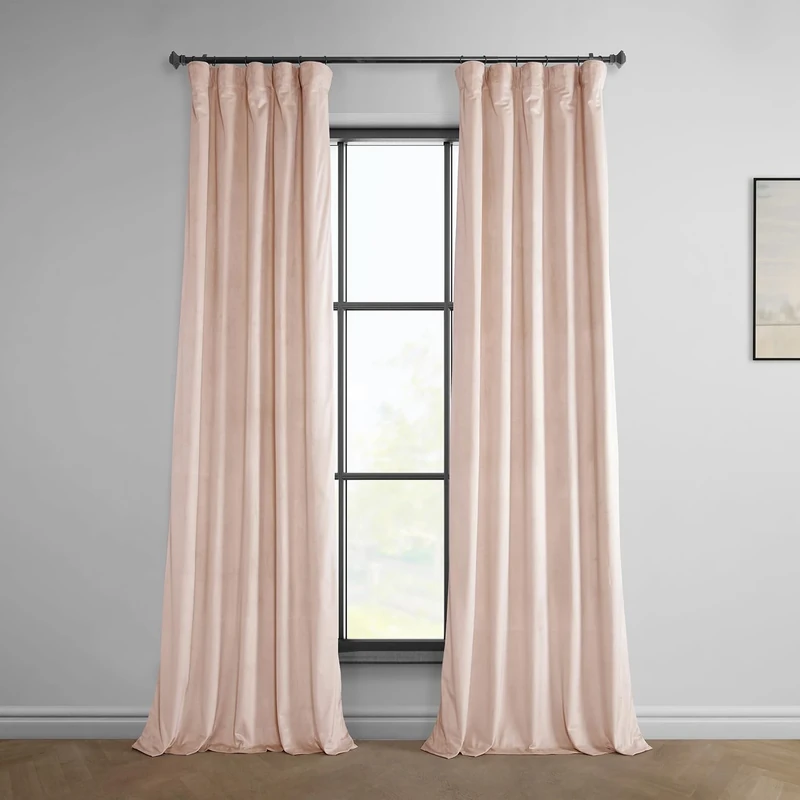 HPD Half Price Drapes Heritage Plush Velvet Curtains for Bedroom & Living Room 50 X 84, VPYC-225371-84 (1 Panel) Light Pink