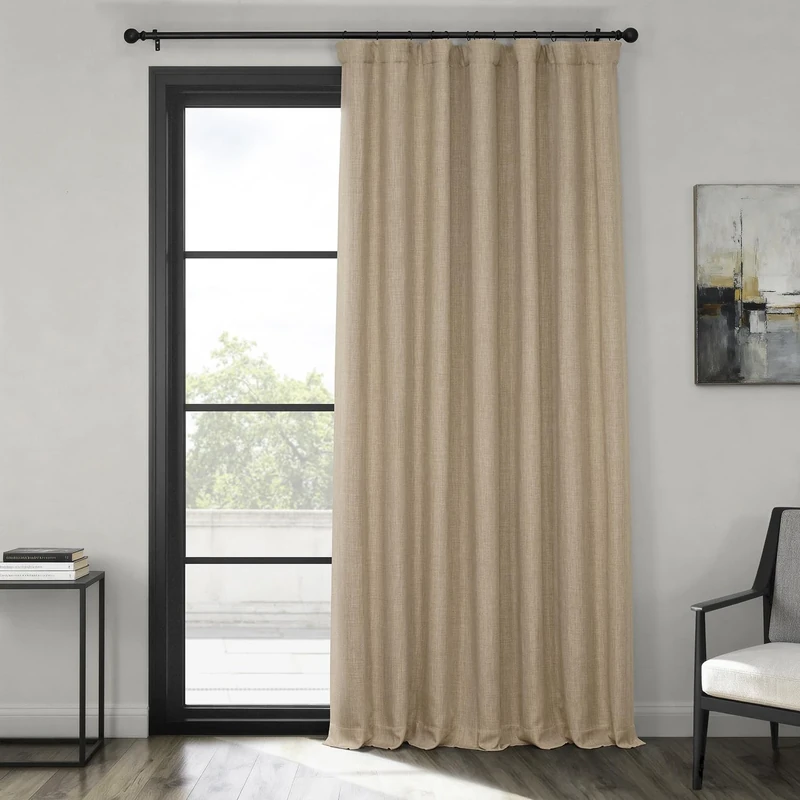 HPD Half Price Drapes Extrawide Room Darkening Curtains for Living Room 100 X 96 Faux Linen, BOCH-LN18538-96-DW (1 Panel) Nomad Tan
