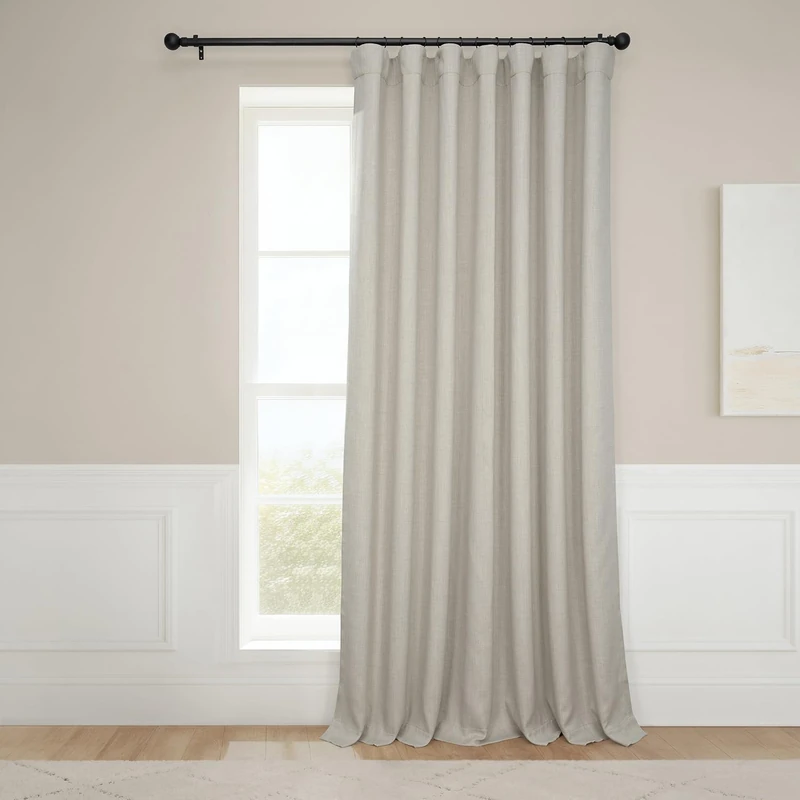 HPD Half Price Drapes Faux Linen Room Darkening Curtains - 108 Inches Long Extra Wide Luxury Linen Curtains for Bedroom & Living Room (1 Panel), 100W X 108L, Thatched Tan - Image 1