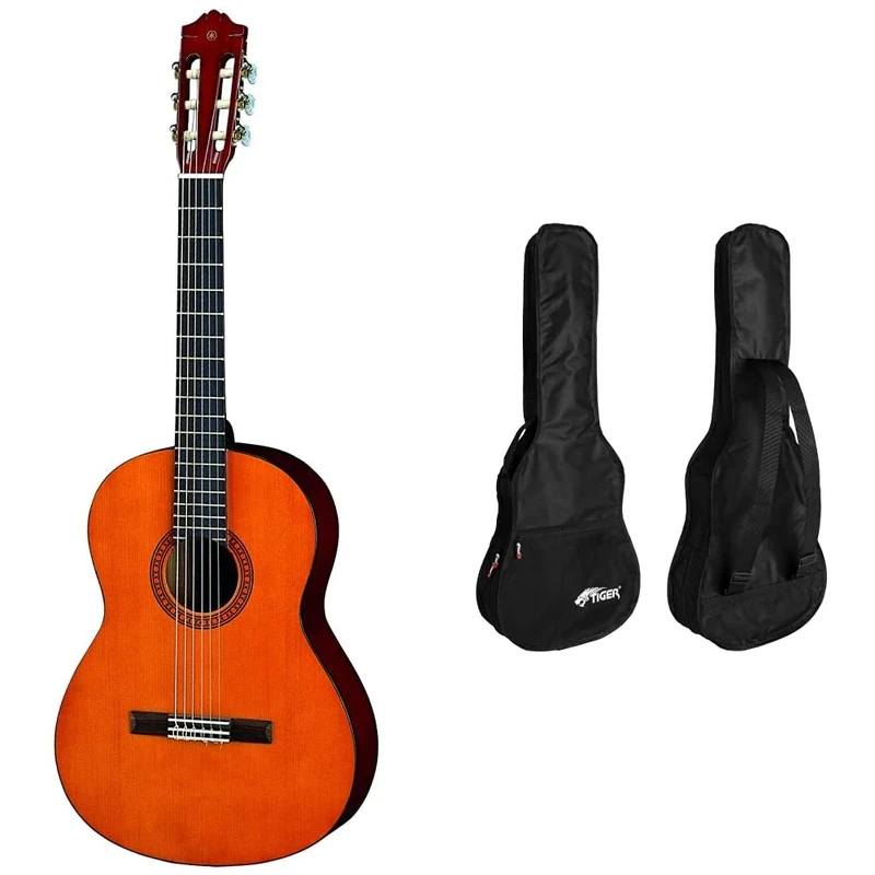 Yamaha CGS102AII - Natural - Half Sized Classical Guitar for Students and Beginners & Tiger Classical Guitar Bag - 1/2 Size