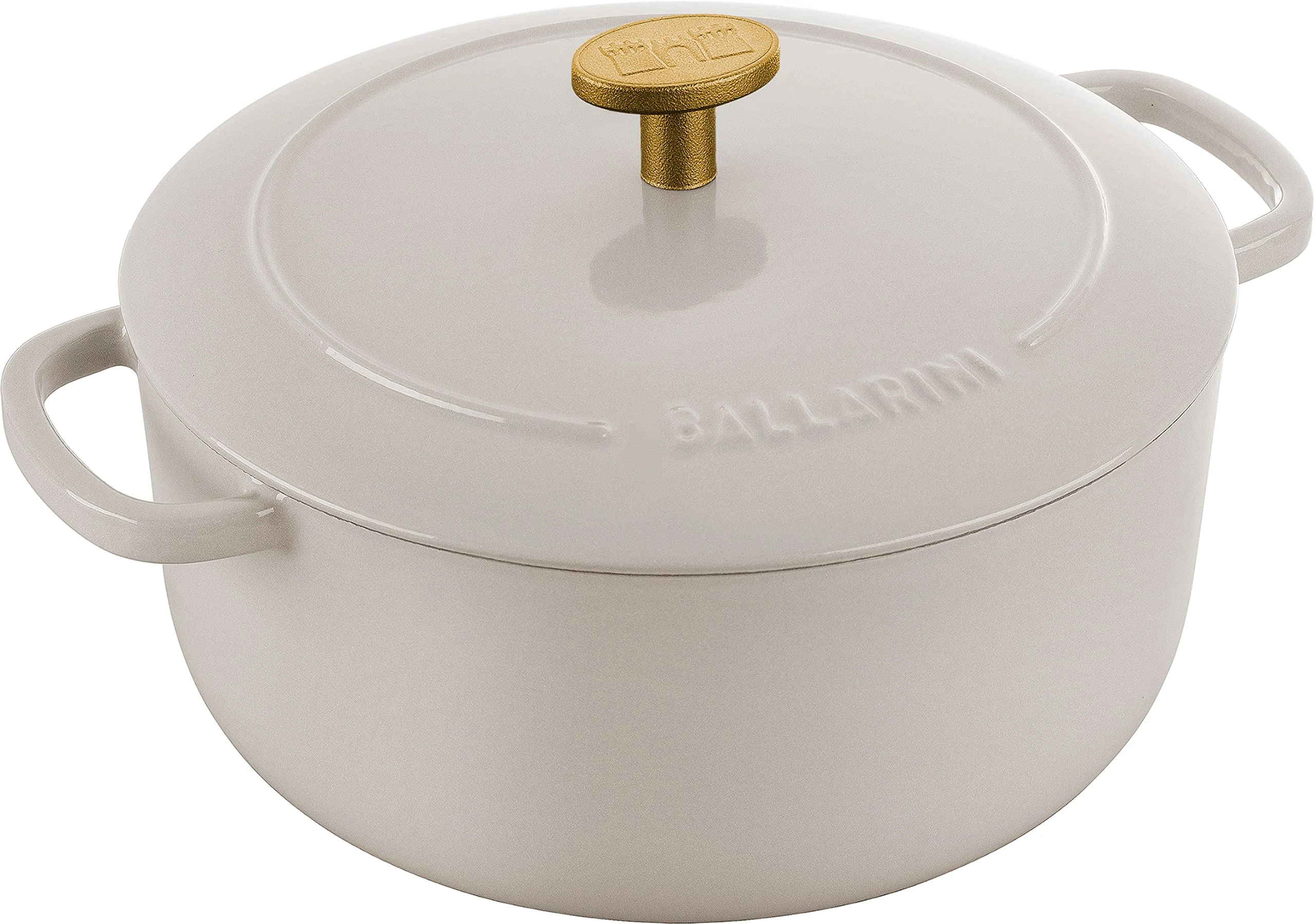 BALLARINI Bellamonte Casserole Dish, Roasting Dish, Dutch Oven, Enamelled Cast Iron, Round, 20 cm, 2.5 L, Ivory White