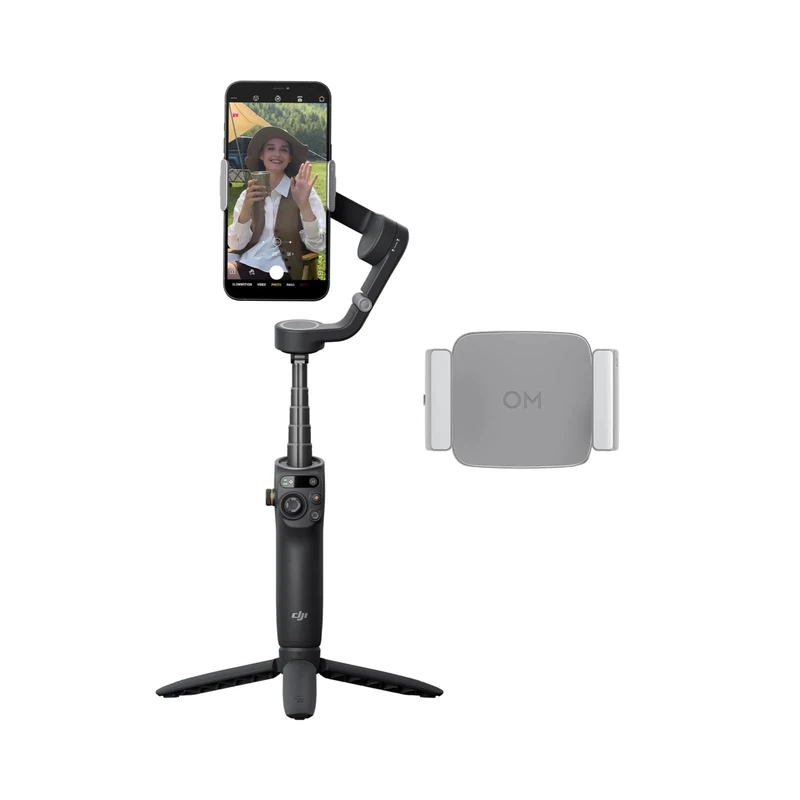 DJI OSMO Mobile 6 Smartphone Gimbal Stabilizer, 3-Axis Phone Gimbal, Built-In Extension Rod, Portable and Foldable, Vlogging Stabilizer, YouTube TikTok Video & OM Fill Light Phone Clamp