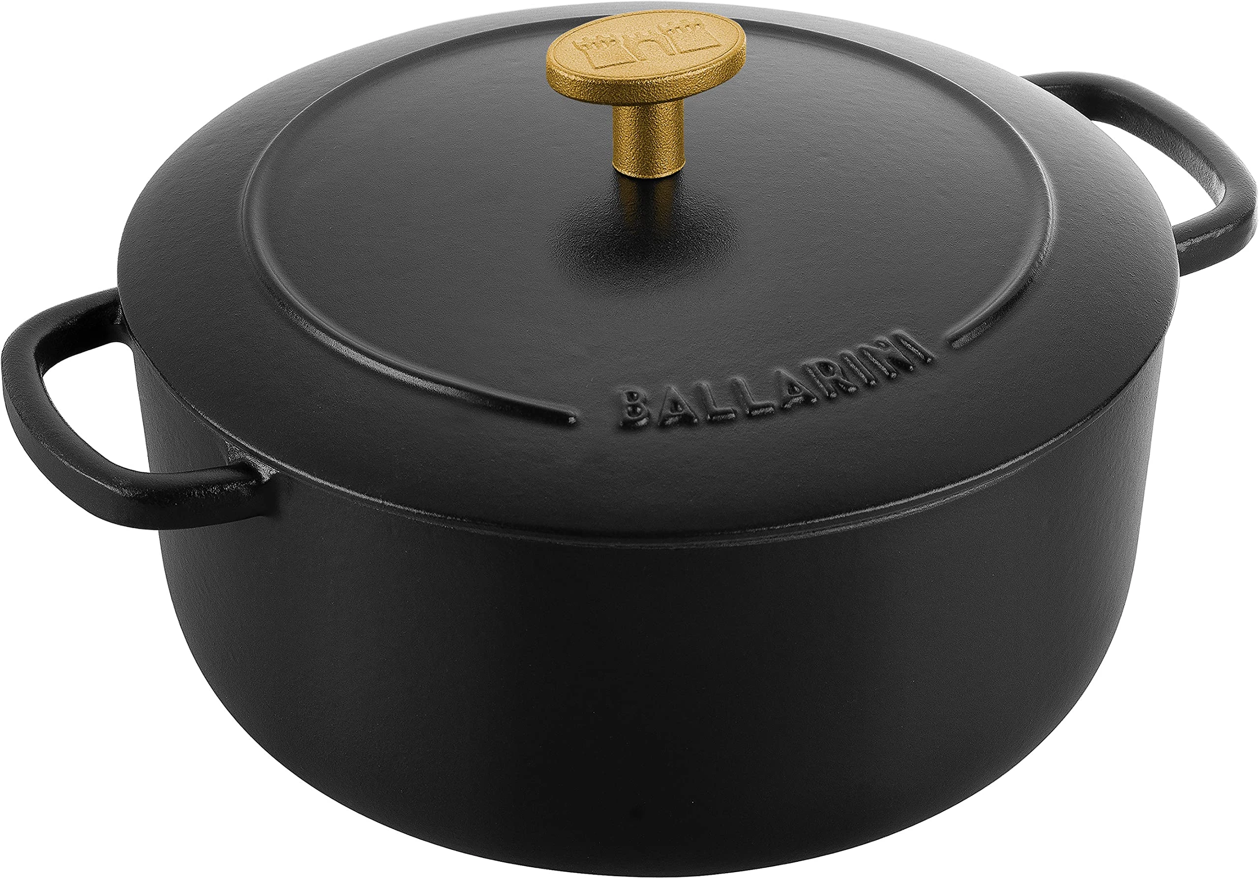 BALLARINI Bellamonte Casserole Dish, Roasting Dish, Dutch Oven, Enamelled Cast Iron, Round, 20 cm, 2.5 L, Black
