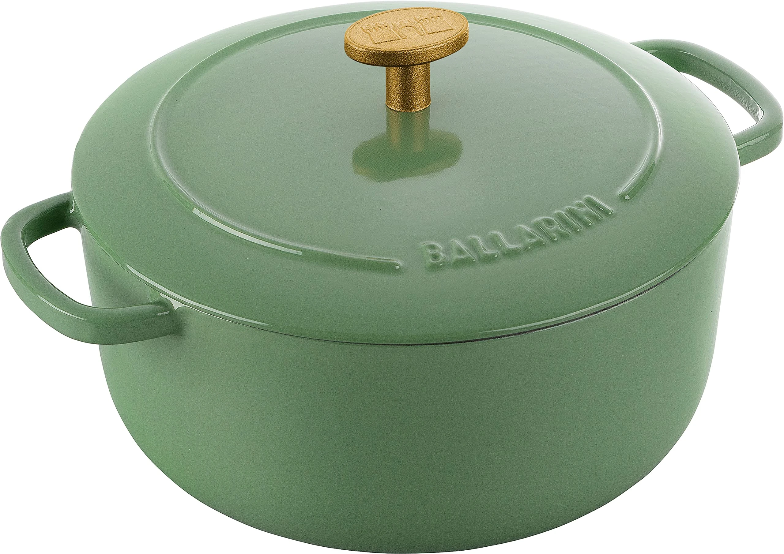 BALLARINI Bellamonte Casserole Dish, Roasting Dish, Dutch Oven, Enamelled Cast Iron, Round, 20 cm, 2.5 L, Green