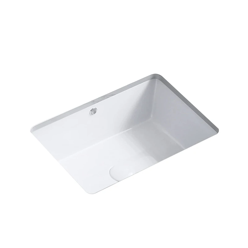 KINGWONG 18 Inch White Rectangle Vessel Sink for Bathrooms 18.3" x 13.78" Small Undermount Bathroom Sink Ceramic Porcelain Under Counter Basin Sink with Overflow 465mm x 350mm Lavamanos para Baños