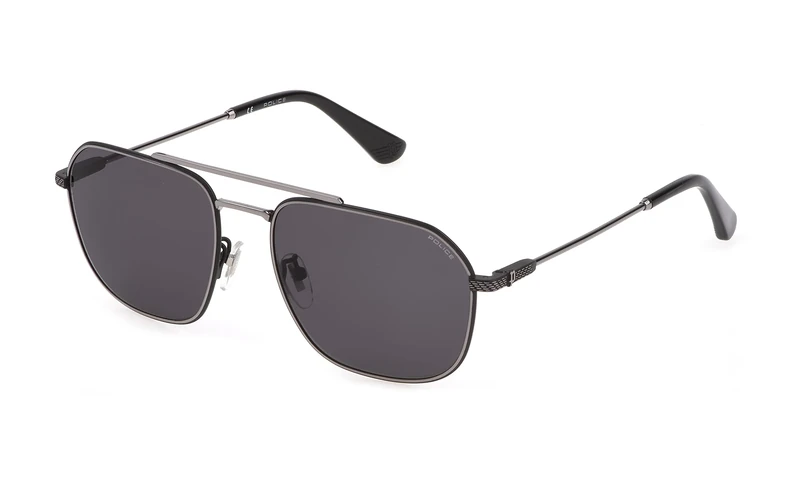 Police Men's Sunglasses SPLF64 Octane 1, Total Shiny Ruthenium, 57