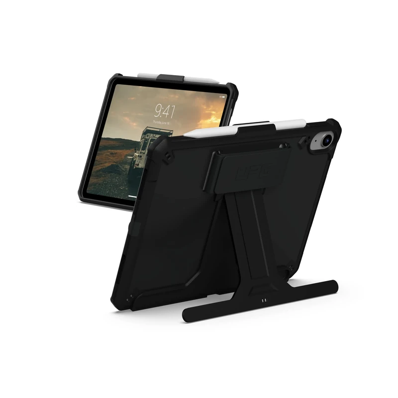URBAN ARMOR GEAR UAG Designed for iPad 11" A16 11th Gen 2025, 10.9" 10th Gen 2022 Case A3354 A3355 A2696 - Rugged Slim Protective Folio Cover w/Hand Strap Kickstand & Pencil Holder, Scout Black