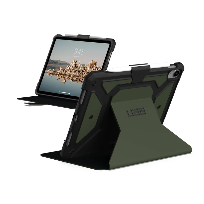 URBAN ARMOR GEAR UAG Designed for iPad 11" A16 11th Gen 2025, 10.9" 10th Gen 2022 Case A3354 A3355 A2696 Rugged Protective Folio Cover w/Adjustable Stand & Pencil Holder, Metropolis SE Olive