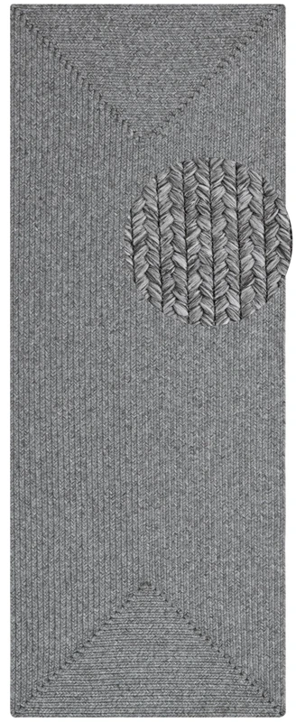 Northrugs Trenzado Indoor & Outdoor Rug Weatherproof Easy Care Handmade Look for Indoor and Outdoor Use Woven Outdoor Rug Runner for Balcony, Patio, Living Room, Garden - Light Grey, 80 x 200 cm