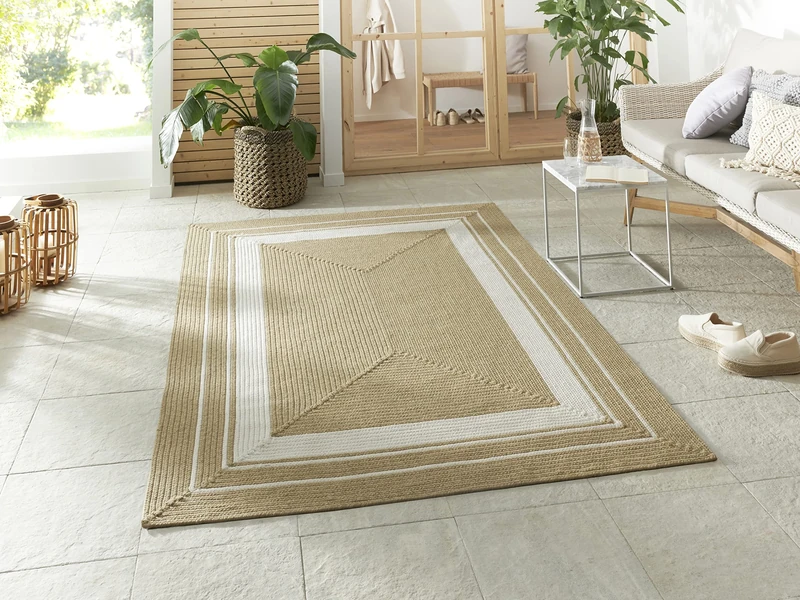 NORTHRUGS Trenzado Indoor & Outdoor Rug Weatherproof Easy Care Handmade Look for Indoor and Outdoor Use Woven Outdoor Rug Runner for Balcony, Patio, Living Room, Garden - Cream Beige, 160 x 230 cm