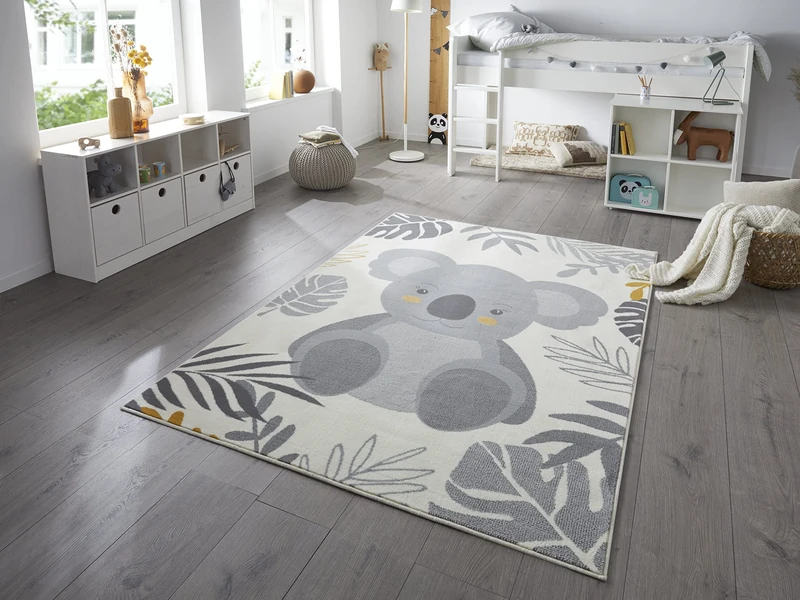 Hanse Home Koala Children's Room Rug Short Pile Modern with Hearts Koala Soft Pile Easy Care Cream Mustard 120 x 170 cm 105533-120 x 170 cm