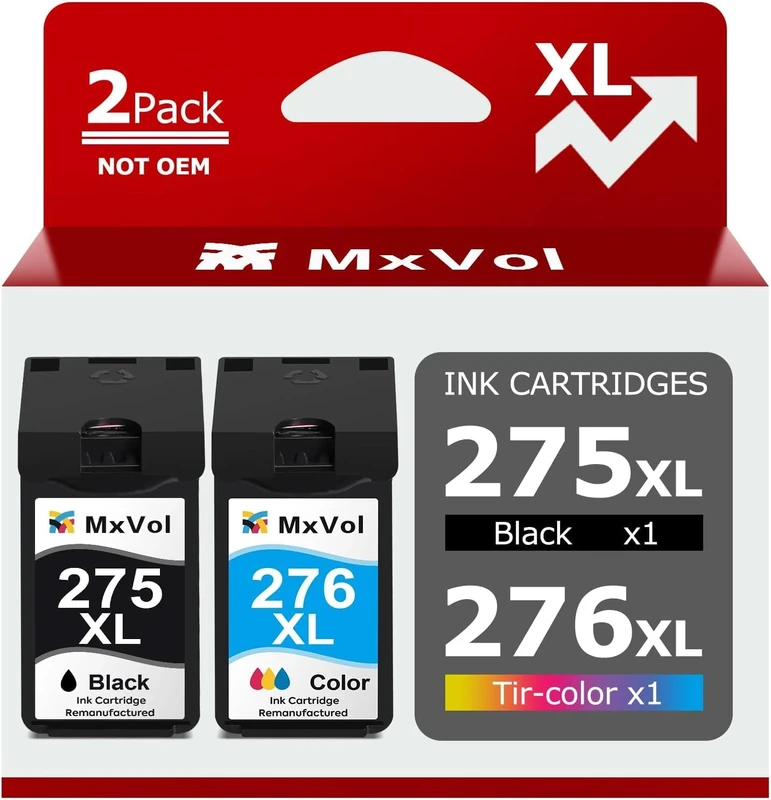 MxVol 275XL 276XL Ink Cartridges for Canon TS3520 TR4720 - 2 Pack