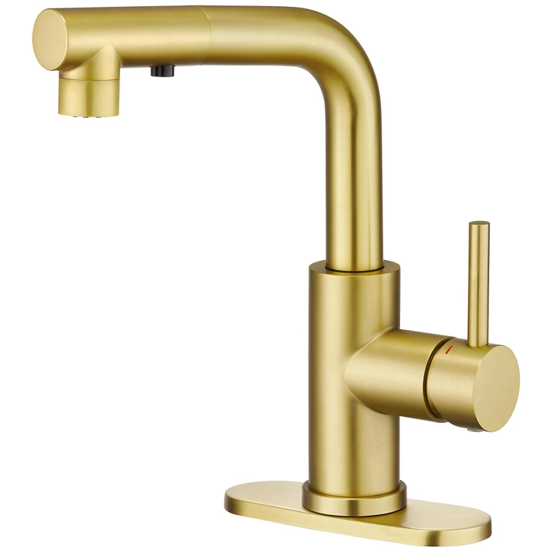 CREA Gold Kitchen Faucet with Pull Down Sprayer - Bathroom & Utility Sink Faucet - Single Handle, 3 or 1 Hole