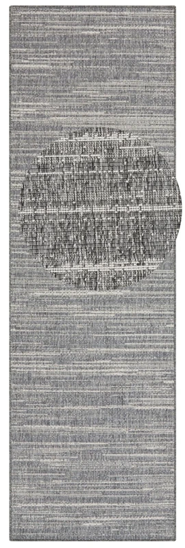 Elle Decoration Indoor and Outdoor Mèlange Flat Weave Reversible Rug Modern Design Runner Mottled Robust Easy Care Balcony Patio Garden Living Room Office Bedroom Silver 80 x 250 cm