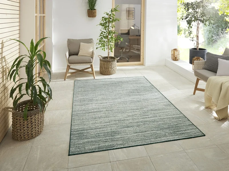 ELLE Decoration Indoor and Outdoor Mèlange - Flat Weave Reversible Rug, Modern Design, Mottled, Robust, Easy-Care, Waterproof, Balcony, Patio, Garden, Living Room, Office, Bedroom, Green, 12