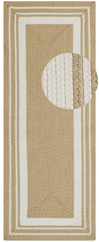 NORTHRUGS Trenzado Indoor & Outdoor Rug Weatherproof Easy Care Handmade Look for Indoor and Outdoor Use Woven Outdoor Rug Runner for Balcony, Patio, Living Room, Garden - Cream Beige, 80 x 200 cm