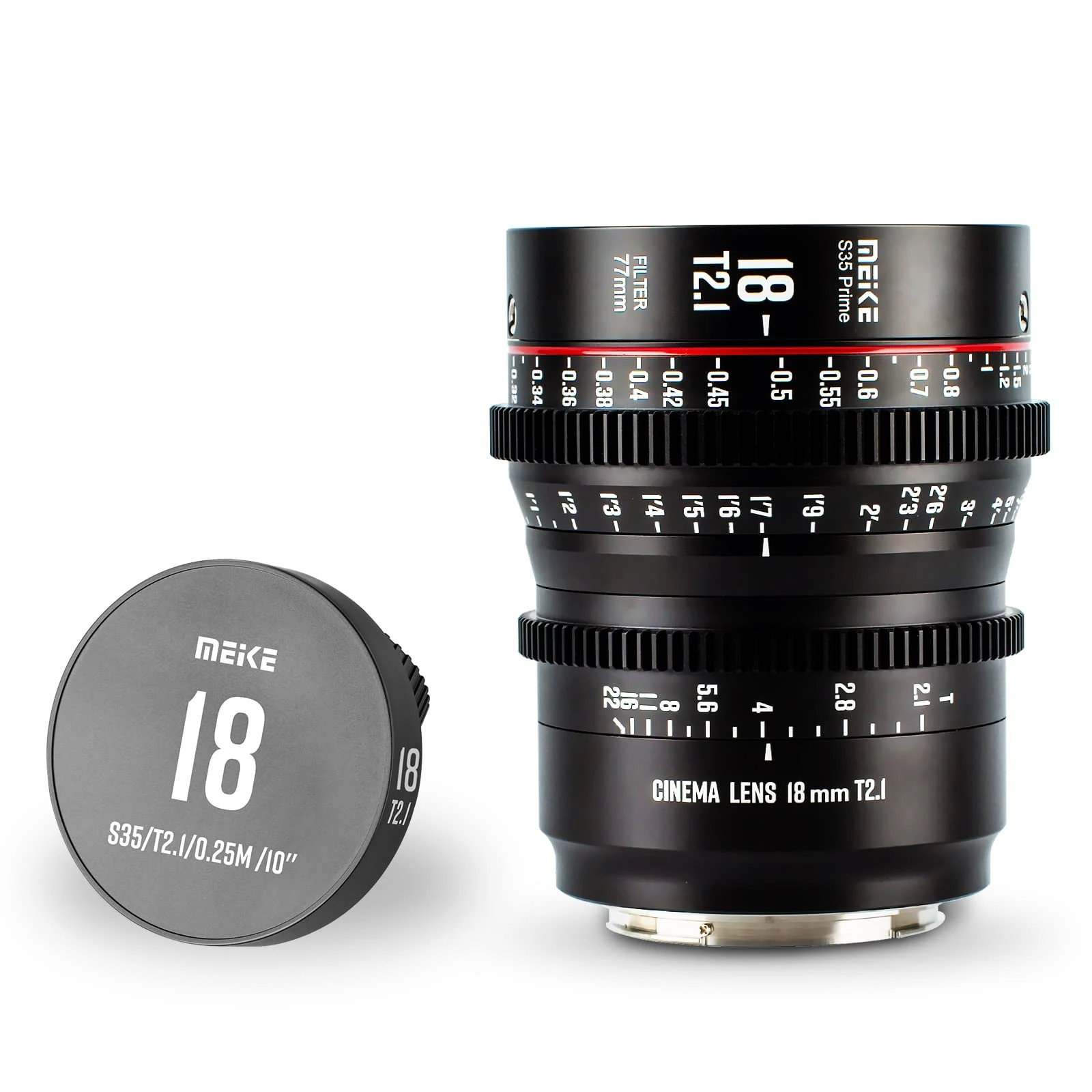 MEKE 18mm T2.1 Super 35 Prime Manual Focus Cinema Lens for EF-Mount Cine Camera Compatible with C200 C300 II, RED Komodo, BMPCC 6K, Z CAM E2-S6 BMPCC6K Pro