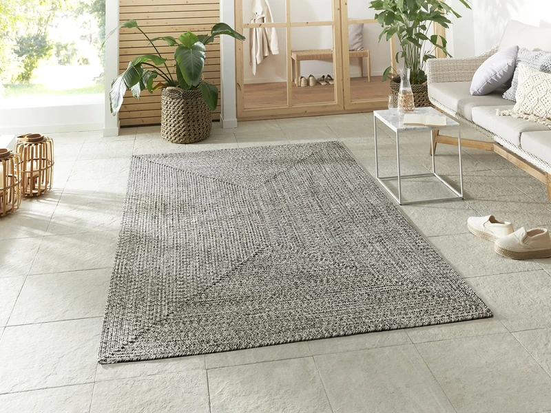 NORTHRUGS Trenzado Indoor & Outdoor Rug Weatherproof - Easy Care Handmade Look for Indoor and Outdoor Use Woven Outdoor Rug Runner for Balcony Patio Living Room Garden - Melange, 120 x 170 cm