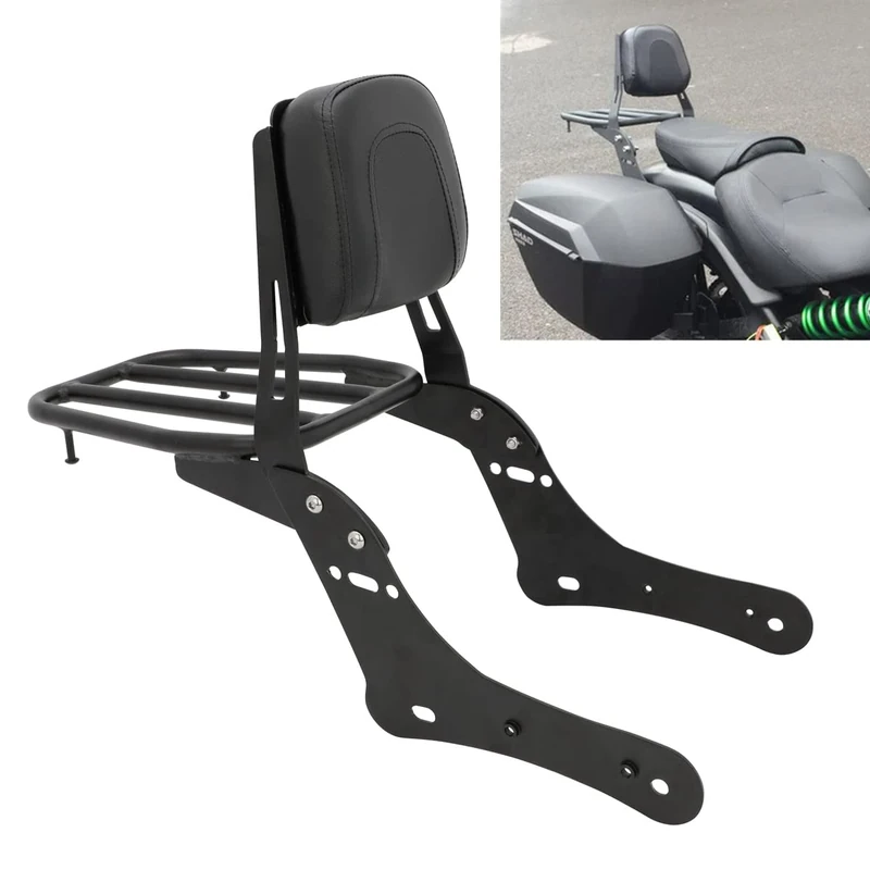 Motaux Passenger Backrest Sissy Bar with Luggage Rack for Kawasaki Vulcan S 650 VN650 2015-2022, Black