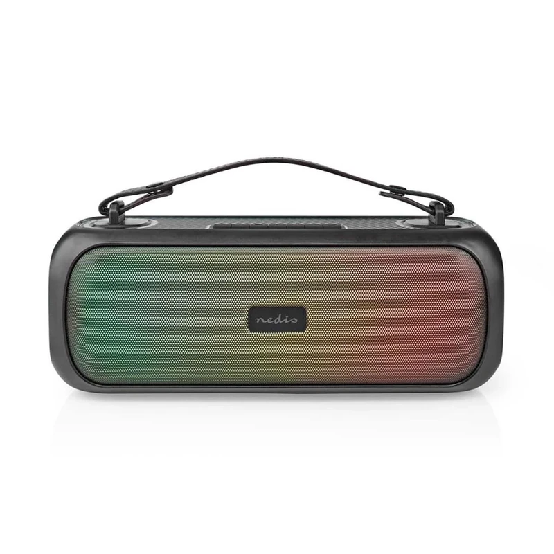 NEDIS Bluetooth Party Base Portable Boombox, 45W, Rechargable 4.5hr Playback, USB AUX, IPX5 Water-Resistant, Party RGB Lights, Black