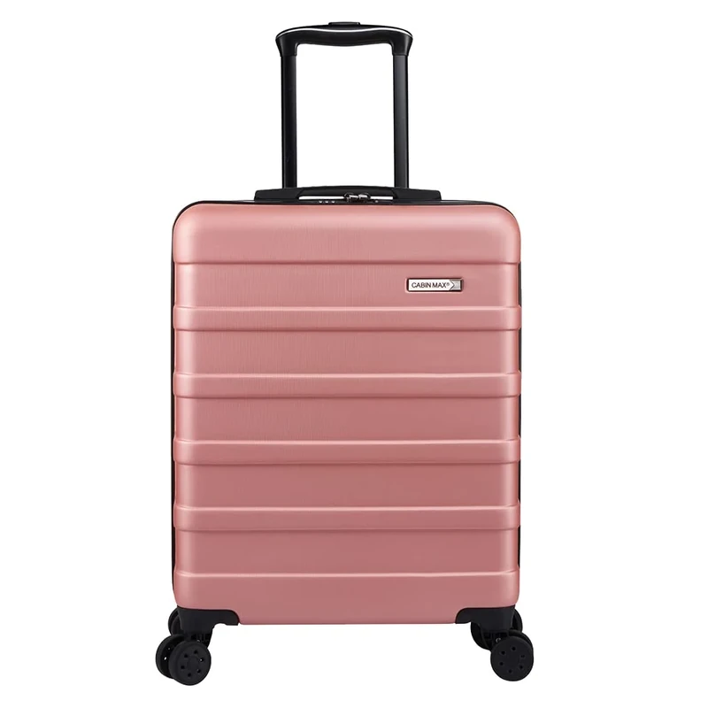Cabin Max Anode Cabin Suitcase 55x40x20 Built in Lock, Lightweight, Hard Shell, 4 Wheels, Suitable for Ryanair, Easyjet, Jet 2 Paid Carry on (Rose Gold, 55 x 40 x 20 cm)