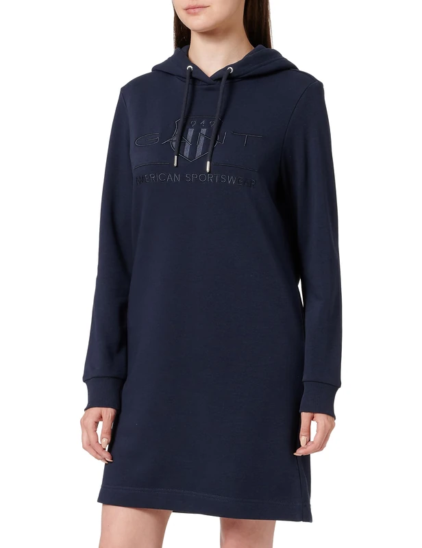 GANT Women's Reg Tonal Shield Dress, Evening Blue, S - Image 1