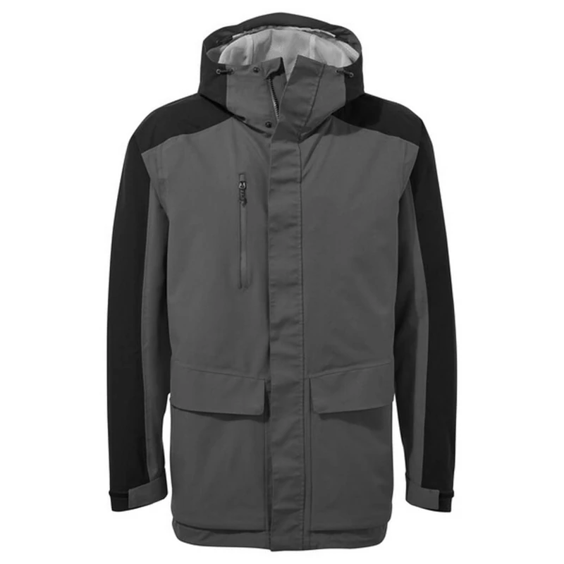 Craghoppers Mens Expert Kiwi Pro Stretch Long Jacket Rain Coat, CarbGrey/Blk, XS EU